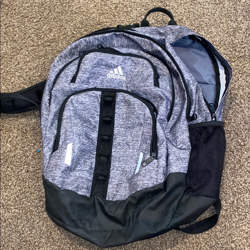 grey & black adidas backpack